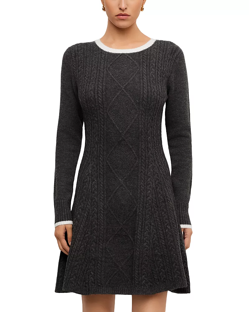Fifteen Twenty Lucienne Cable Knit A Line Sweater Dress