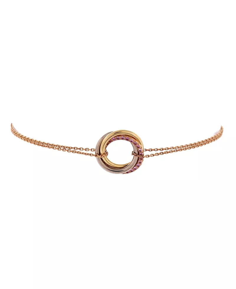 Pre-Owned Cartier Trinity Chain Bracelet 18K Tricolor Gold and Pink Sapphires