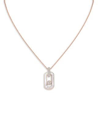 Messika 18K Rose Gold So Move Mother of Pearl & Diamond Moving Pendant Necklace, 21.65