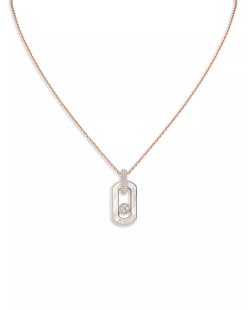 Messika 18K Rose Gold So Move Mother of Pearl & Diamond Moving Pendant Necklace, 21.65