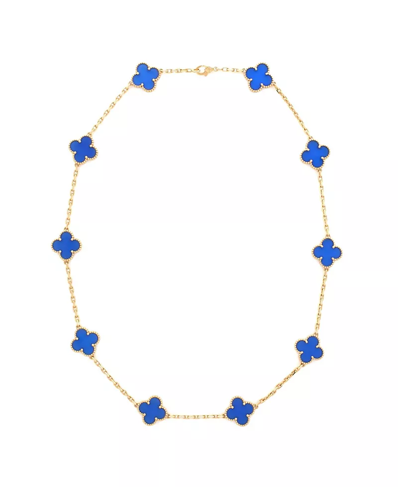 Pre-Owned Van Cleef & Arpels Vintage Alhambra 10 Motifs Necklace 18K Gold and Agate, 17