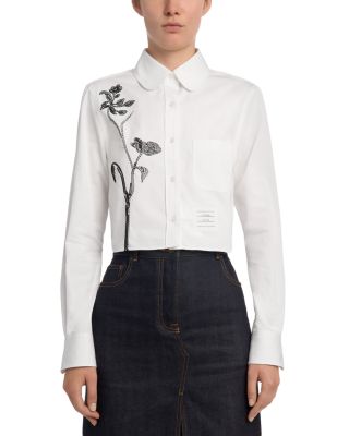 Embroidered Cotton Poplin Cropped Shirt