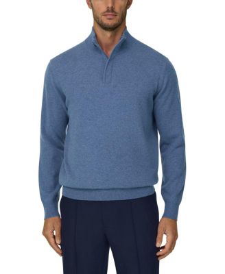 Quarter-Zip Wool Cashmere Melange Roll Neck Jumper