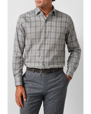 David Donahue Cotton Melange Check Sport Shirt