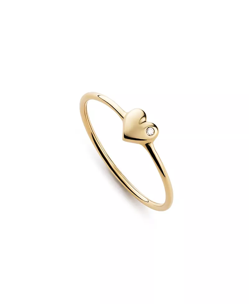 Ana Luisa Solid Yellow Gold Mini Lab Grown Diamond Heart Ring