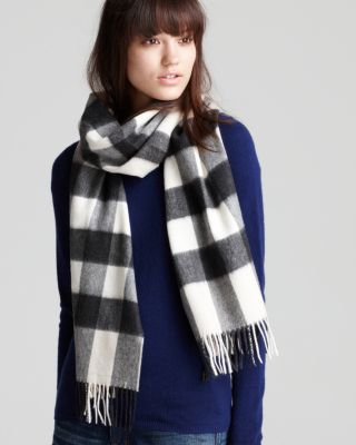 burberry half mega check cashmere scarf