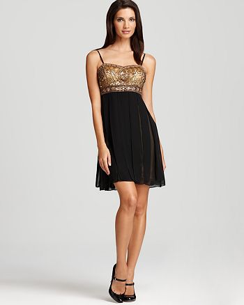 Sue Wong Dress - Spaghetti Strap Beaded Top | Bloomingdale's