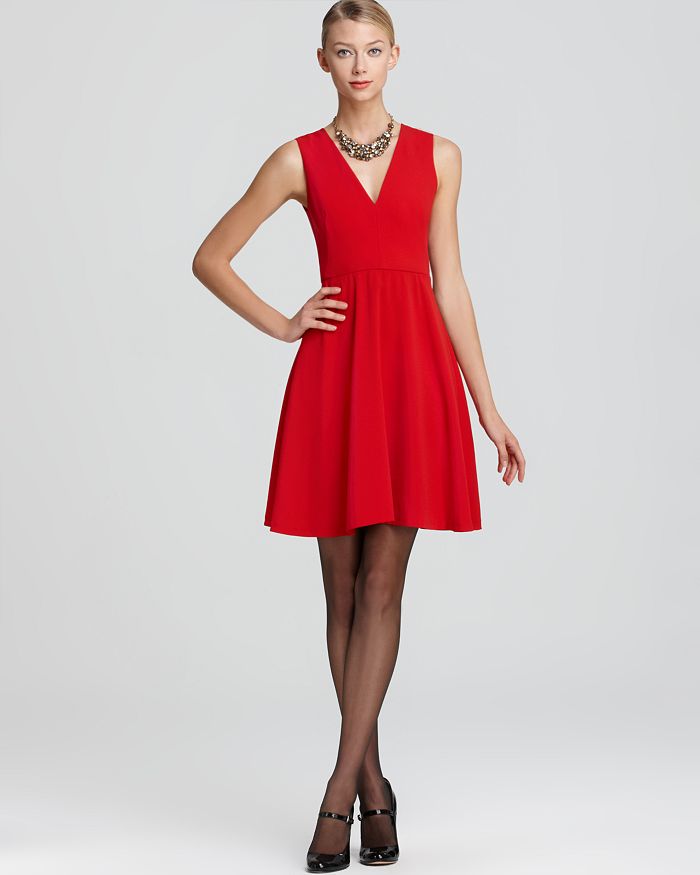 DKNY - DKNY Crepe Sleeveless V Neck Dress