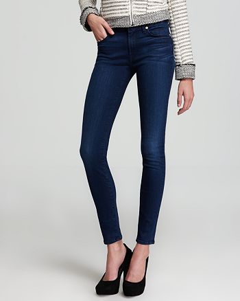 7 For All Mankind Jeans - Mid Rise Skinny in Deep Blue | Bloomingdale's