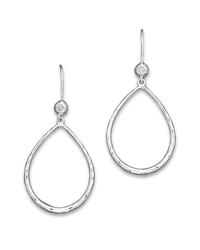 Shop Ippolita Sterling Silver Open Teardrop Earrings With Diamonds