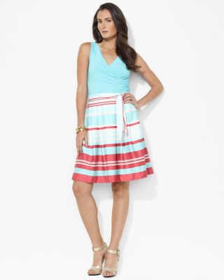 Ralph Lauren - Lauren Ralph Lauren Sleeveless Striped Surplice Dress
