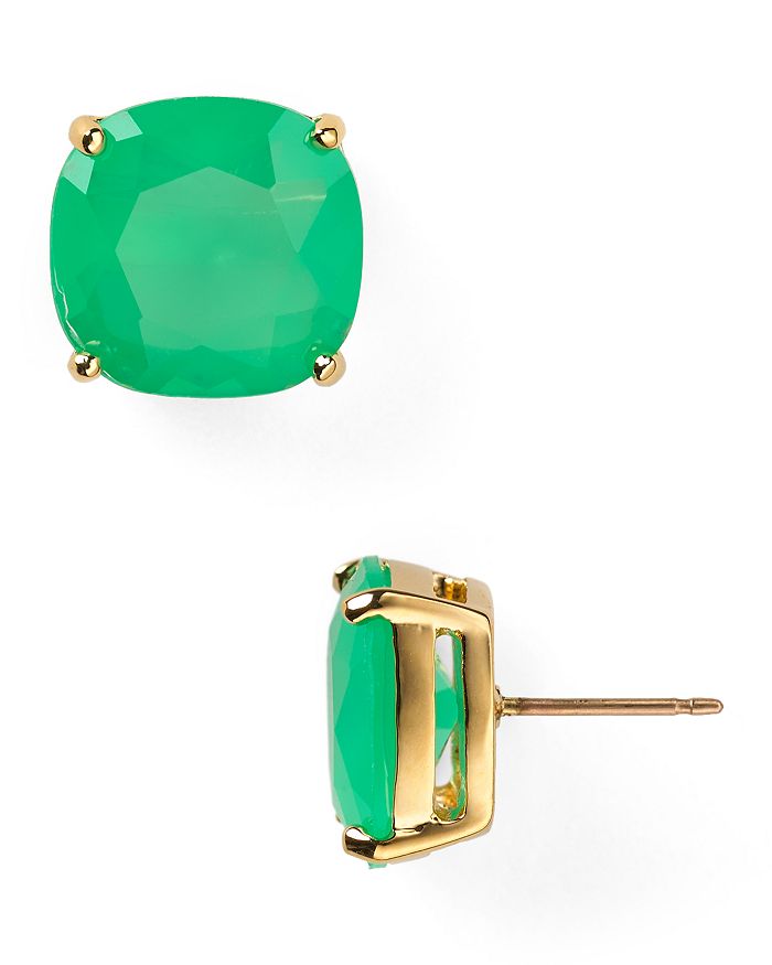 Kate Spade New York Small Square Stud Earrings In Beryl Green/gold