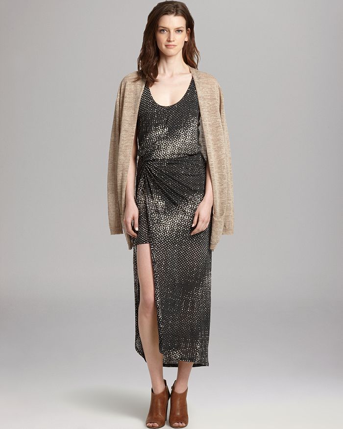 Hallie Metallic Open Front Cardigan - Silver main image 1