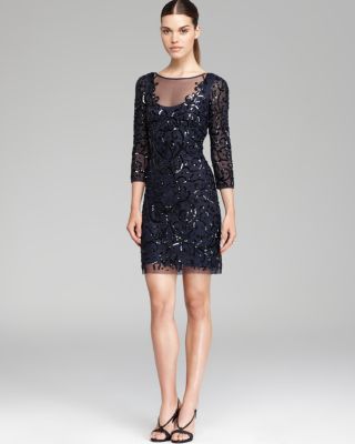 Aidan Mattox Beaded Dress Three Quarter Sleeve Bloomingdale s