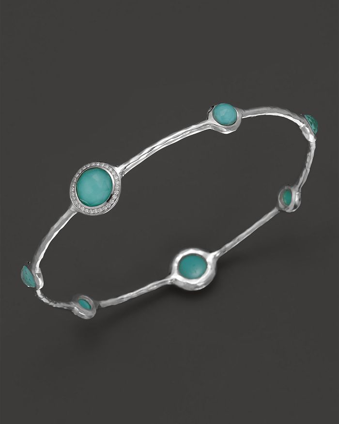 IPPOLITA Stella Bangle in Turquoise Doublet with Diamonds in Sterling ...