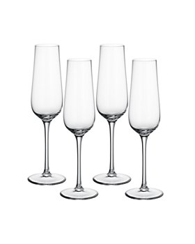Set of 6 Champagne Flutes, 7 oz Handmade Vintage Crystal Glasses