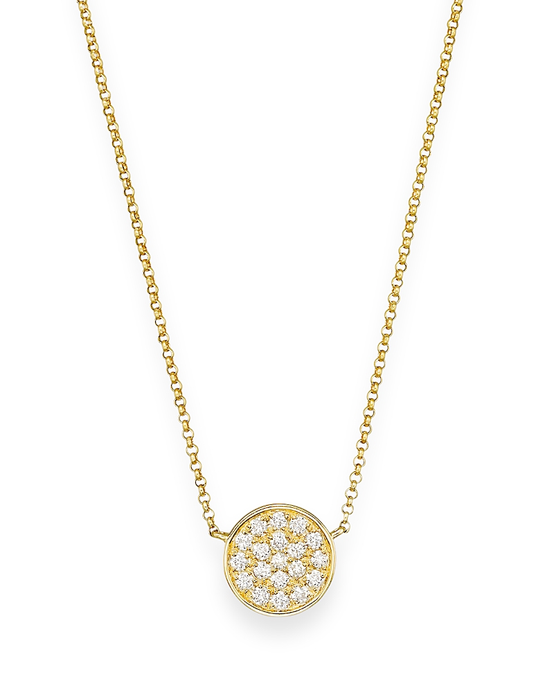 Diamond Pave Disk Pendant in 14K Yellow Gold, 0.25 tcw
