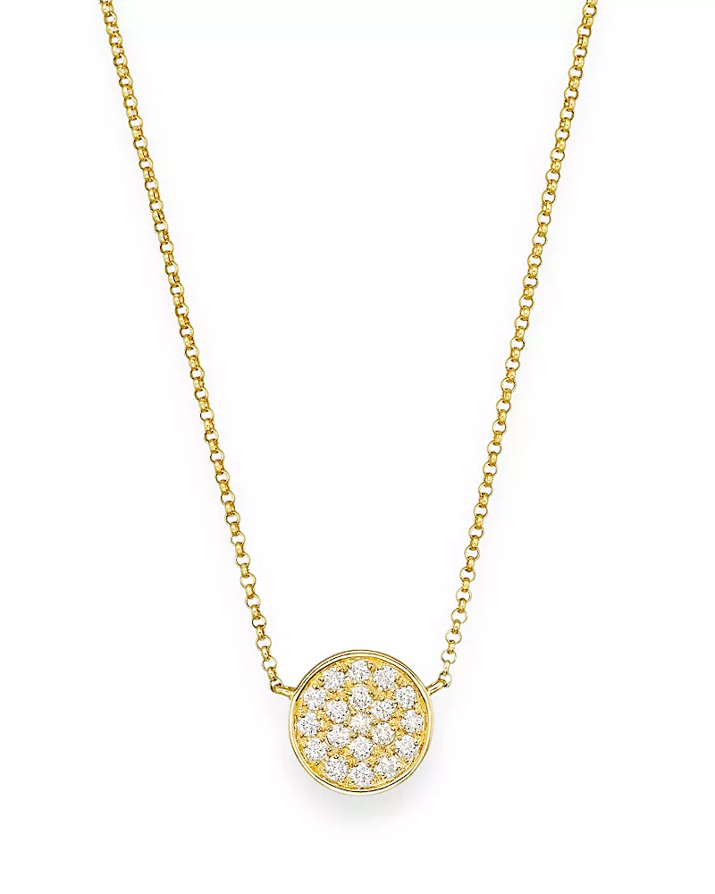 Diamond Pave Disk Pendant in 14K Yellow Gold, 0.25 tcw