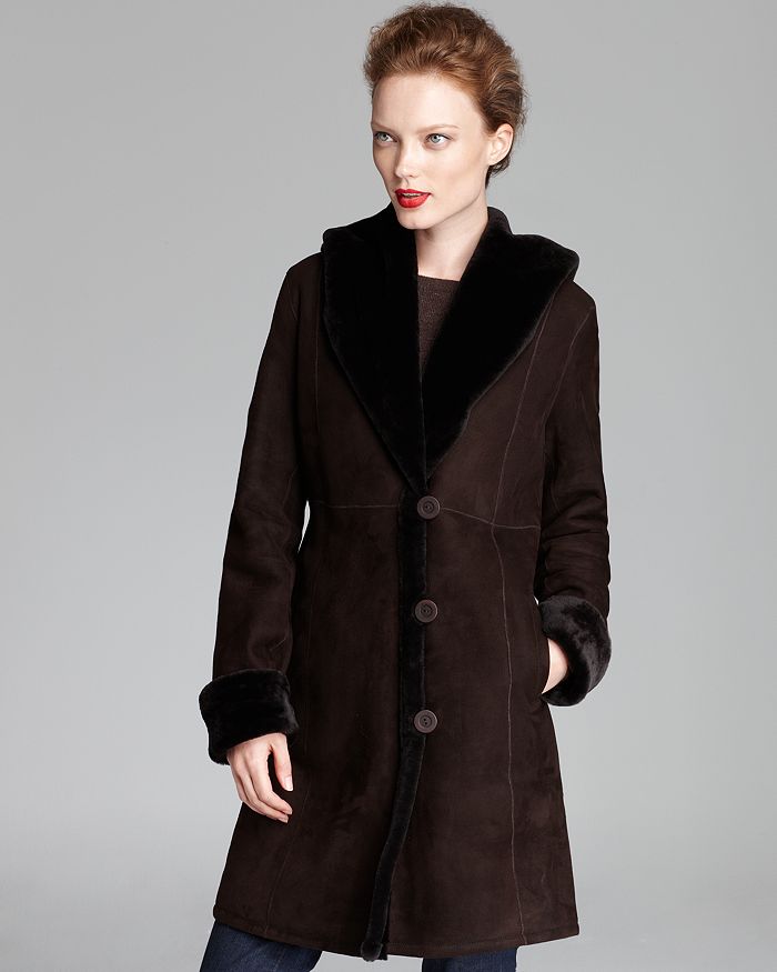 Maximilian Furs Maximilian Shearling Shawl Collar Coat | Bloomingdale's