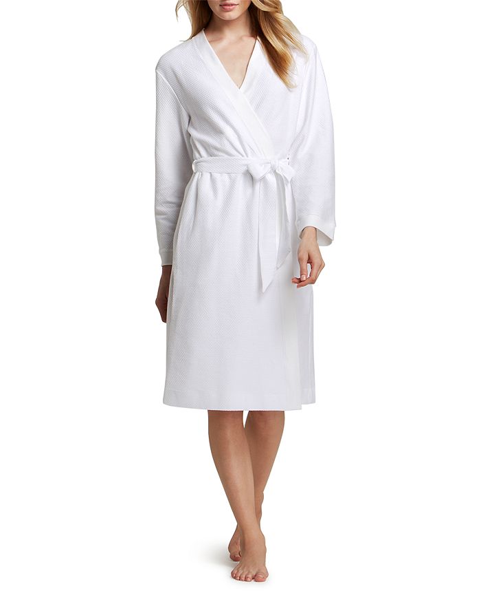 Shop Hanro Cotton Pique Robe In White
