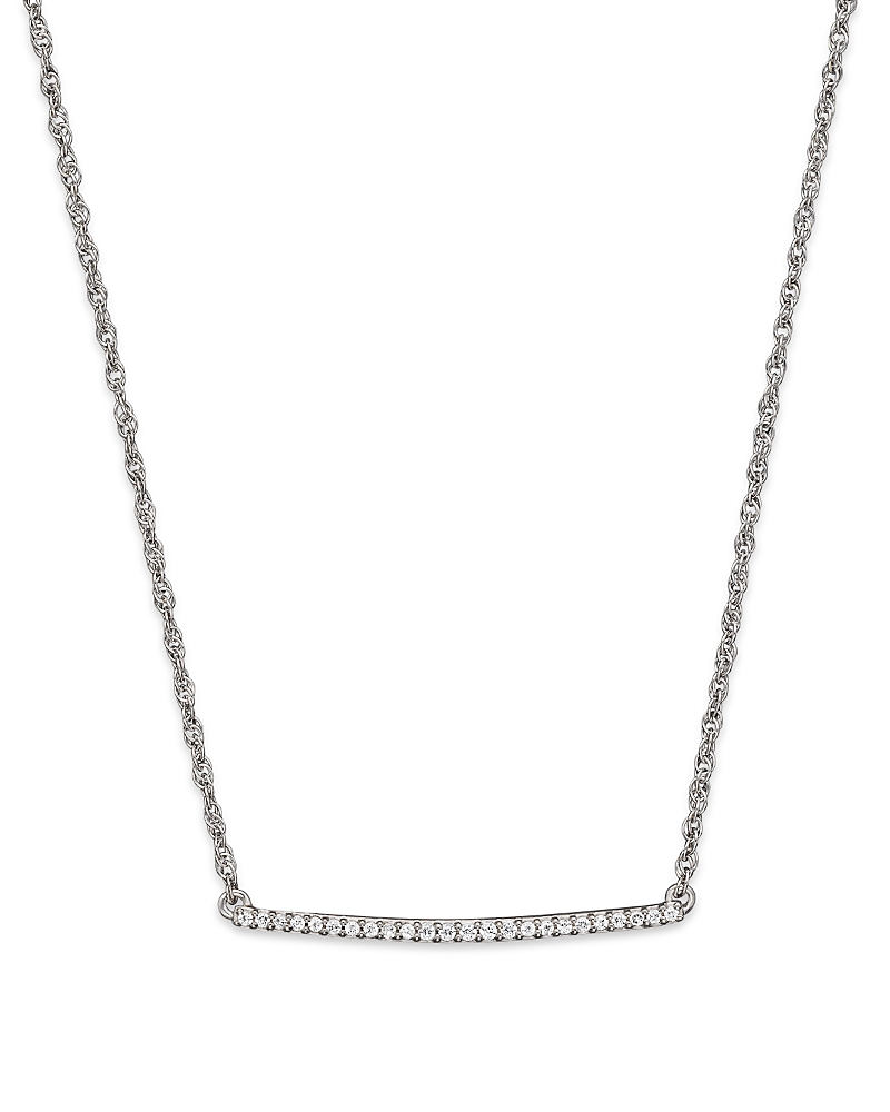 Diamond Bar Necklace in 14K White Gold, 0.10 tcw