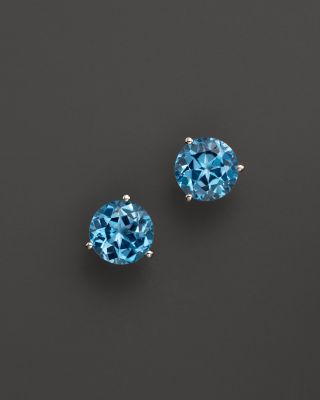 Bloomingdale's Fine Collection - Blue Topaz Round Earrings in 14K White Gold&nbsp;