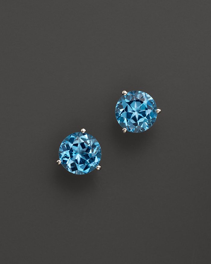 Bloomingdale's Blue Topaz Round Earrings In 14k White Gold - 100% Exclusive
