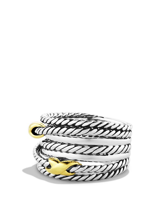 David Yurman - Double X Crossover Ring with 18K Gold