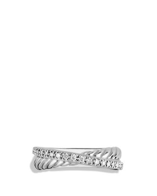Crossover Ring with Diamonds