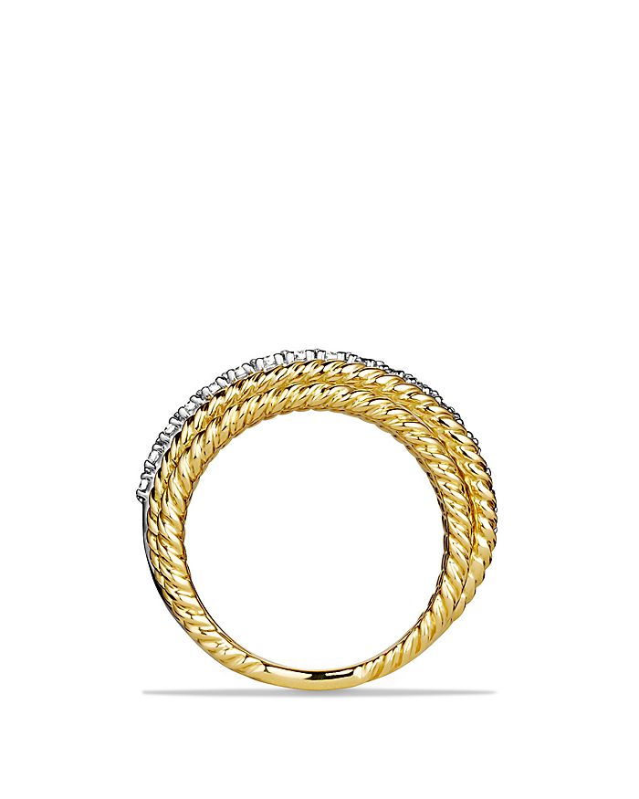 David Yurman Crossover Wide Ring With Diamonds In Gold In White/gold