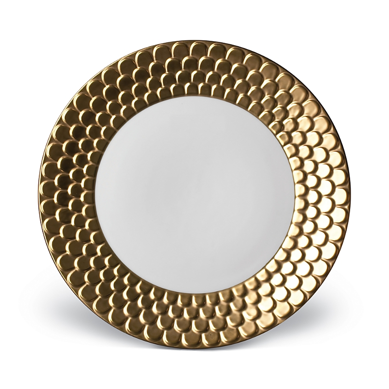 L'objet Aegean Sculpted Dinner Plate In White/k Gold