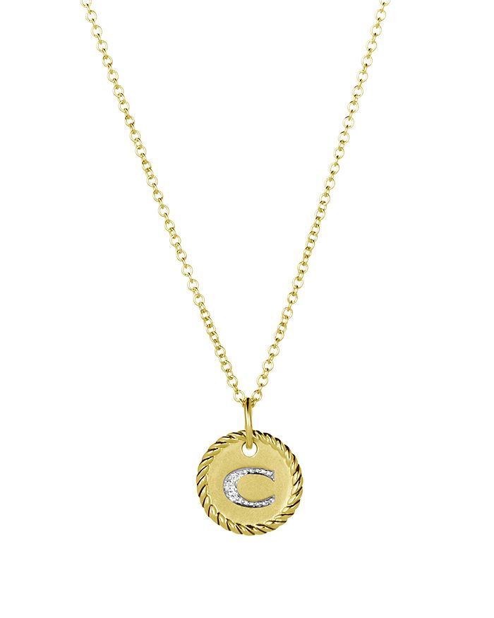 DAVID YURMAN CABLE COLLECTIBLES INITIAL PENDANT WITH DIAMONDS IN GOLD ON CHAIN, 16-18,N08792 88ADI18C
