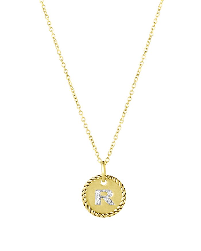 DAVID YURMAN CABLE COLLECTIBLES INITIAL PENDANT WITH DIAMONDS IN GOLD ON CHAIN, 16-18,N08792 88ADI18R