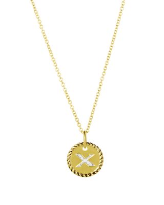 David Yurman Cable Collectibles Initial Pendant with Diamonds in Gold on Chain, 16-18
