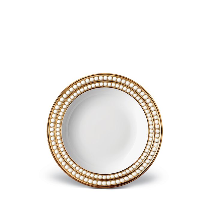 Shop L'objet Perlee Gold Soup Plate In Gold, White