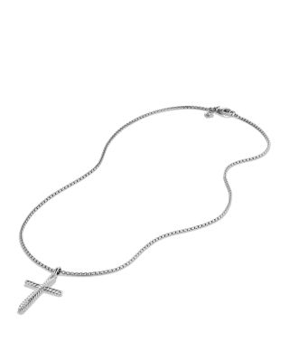Crossover Cross with Diamonds on Chain, 16"
