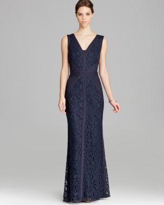 Tadashi Shoji Gown - Sleeveless V Neck Lace | Bloomingdale's Women