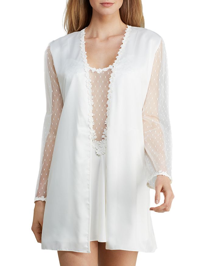 Shop Flora Nikrooz Showstopper Charmeuse Cover-up Robe In Ivory