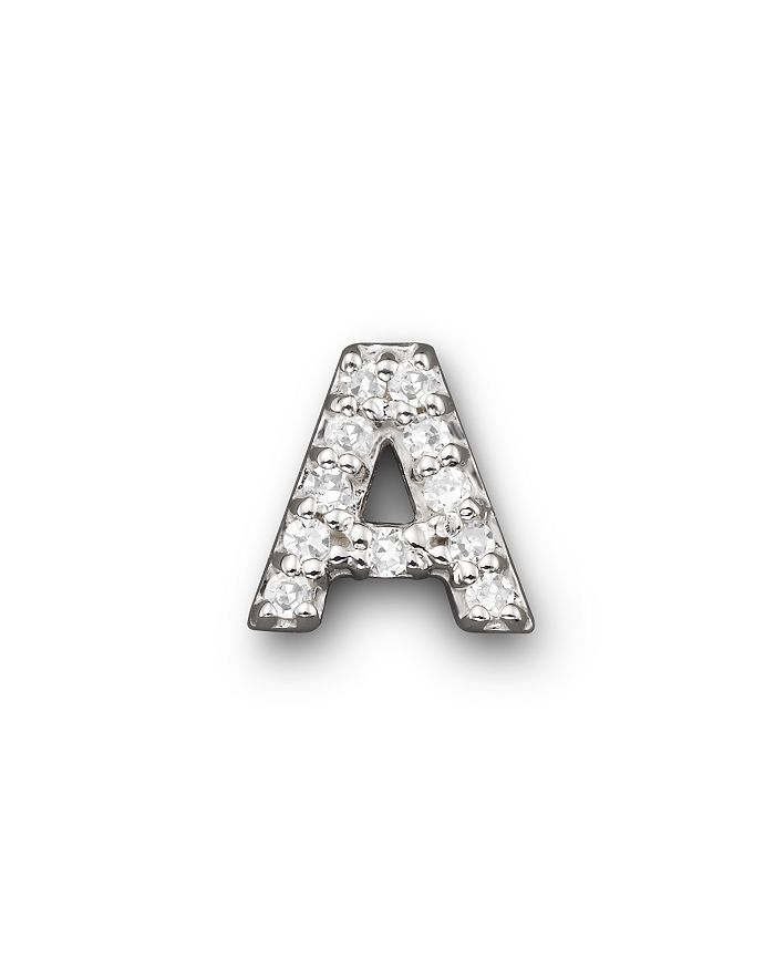Kc Designs Diamond Initial Stud Earring In 14k White Gold In A