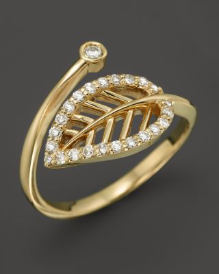KC Designs Diamond Leaf Midi Ring in 14K Yellow Gold | Bloomingdale's