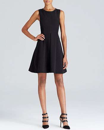Adrianna Papell Faux Leather Trim Dress | Bloomingdale's