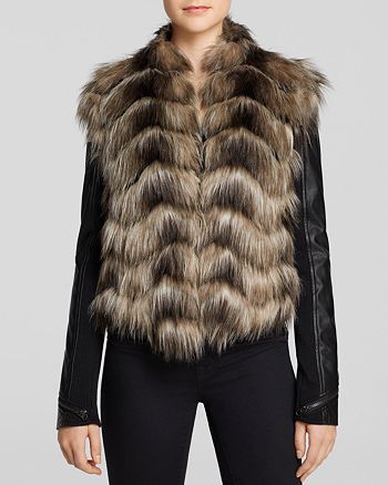 GUESS Jacket - Faux Fur Zip | Bloomingdale's