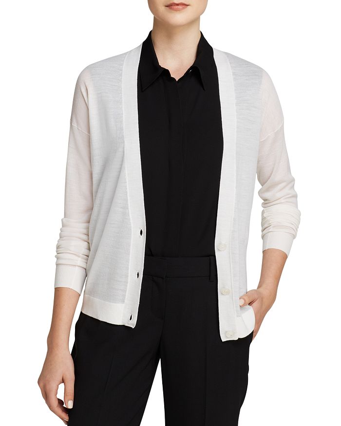 Theory Preen V-neck Merino Cardigan In Ice White