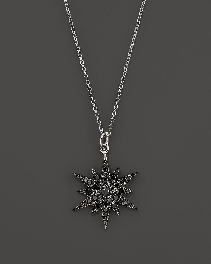 KC Designs Black Diamond Starburst Pendant Necklace in 14K White Gold ...