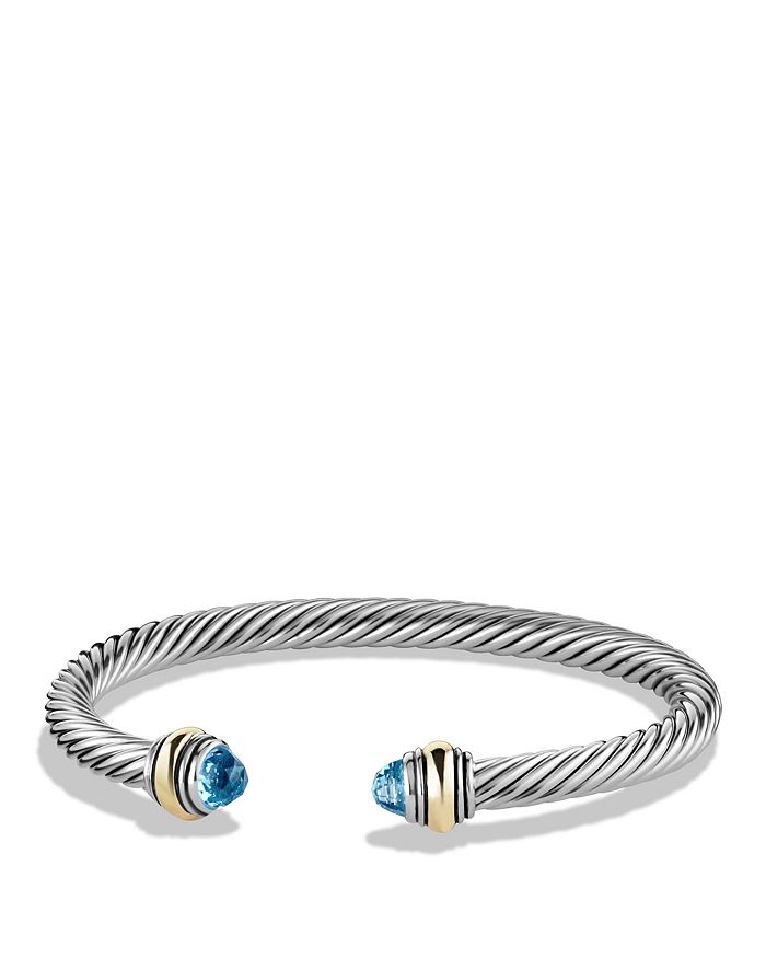 DAVID YURMAN CABLE CLASSICS BRACELET WITH BLUE TOPAZ AND GOLD,B12381 S4ABTXS