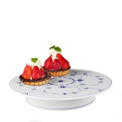 Blue Fluted Plain Cake Platter