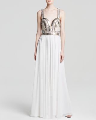 Terani - Gown - Sleeveless Gladiator Bodice with Crisscross Back