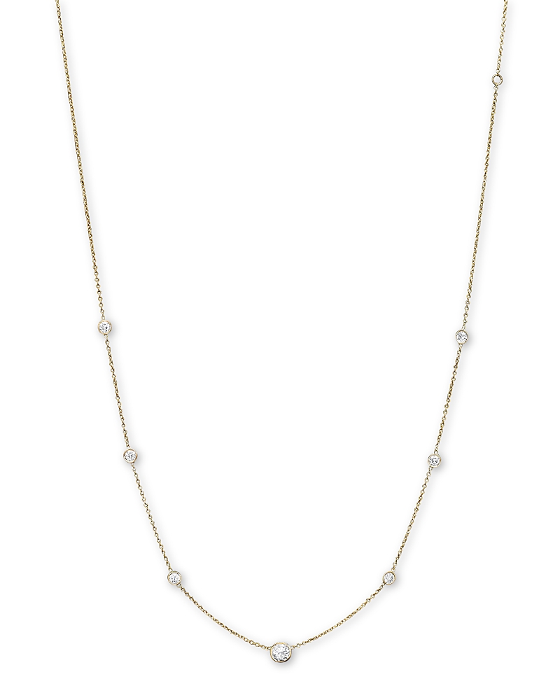 Diamond Station Necklace in 18K Yellow Gold, 1.0 tcw