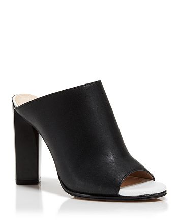 FRENCH CONNECTION - Slashed Leather Mule Sandals - Abs High-Heel