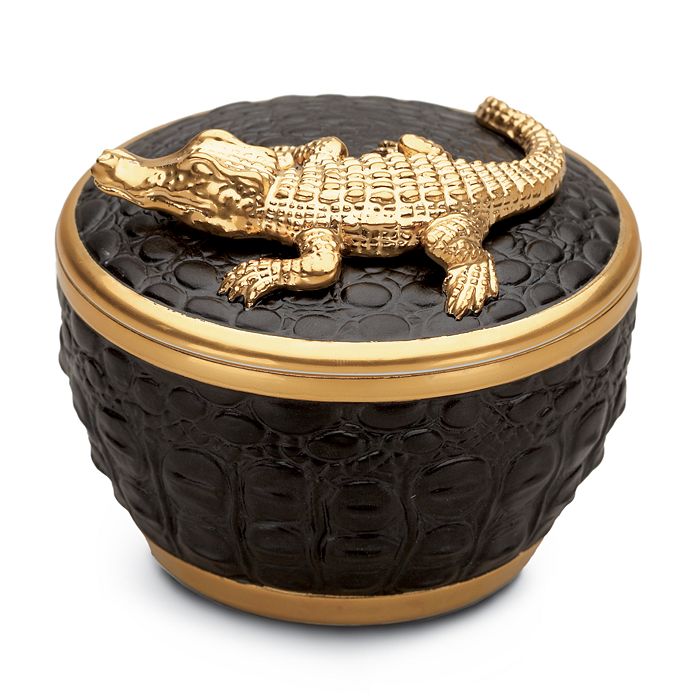 Shop L'objet Crocodile Candle In Black/gold